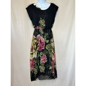 Chiffon Floral Dress S Fairy Dark Romantic Quite Luxury Old Money Date Night